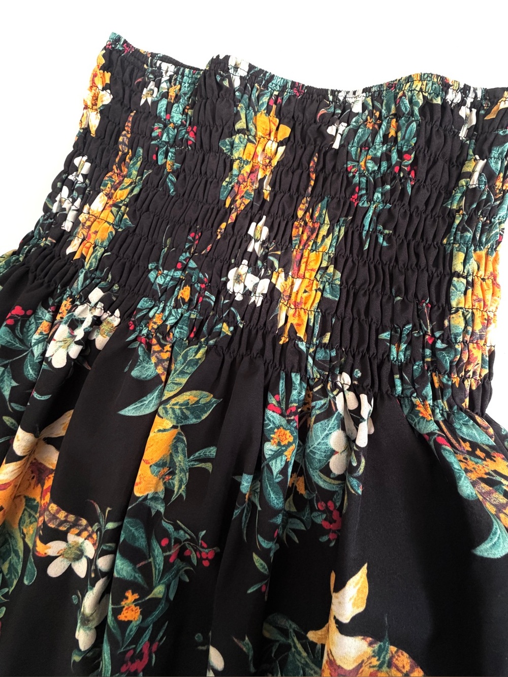 SHEIN Black Floral Print Tube Top size L Colorful Abstract Boho Strapless NWOT